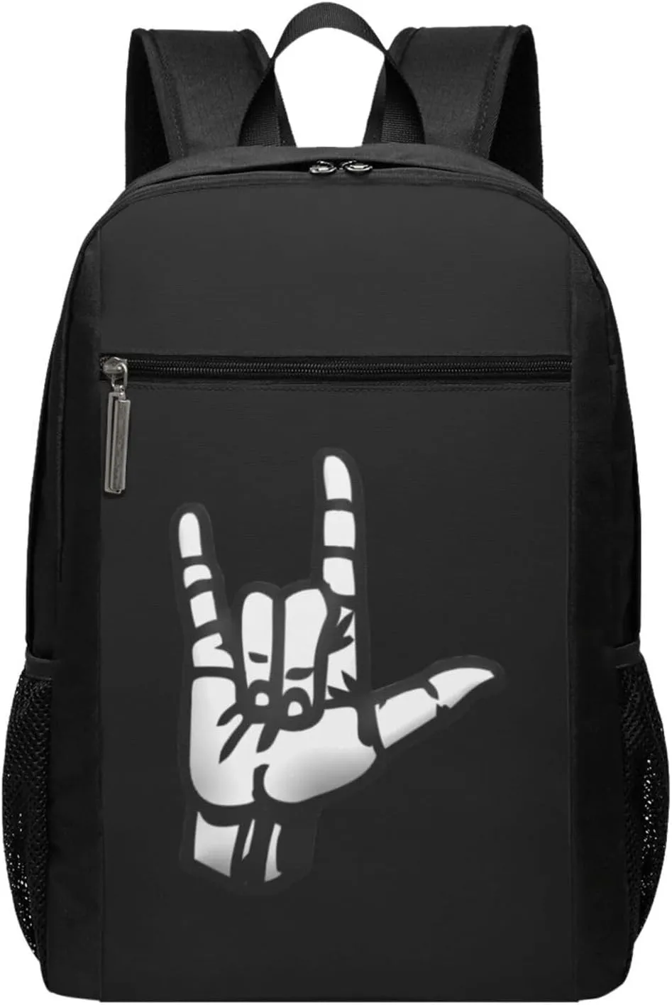 ASL I Love You Sign Language Travel Laptop Backpack, Business Anti Theft Slim Sturdy Laptops Backpacks, College Computer Bag Gift for Men & Women Fits 17 Inch Notebook,Black