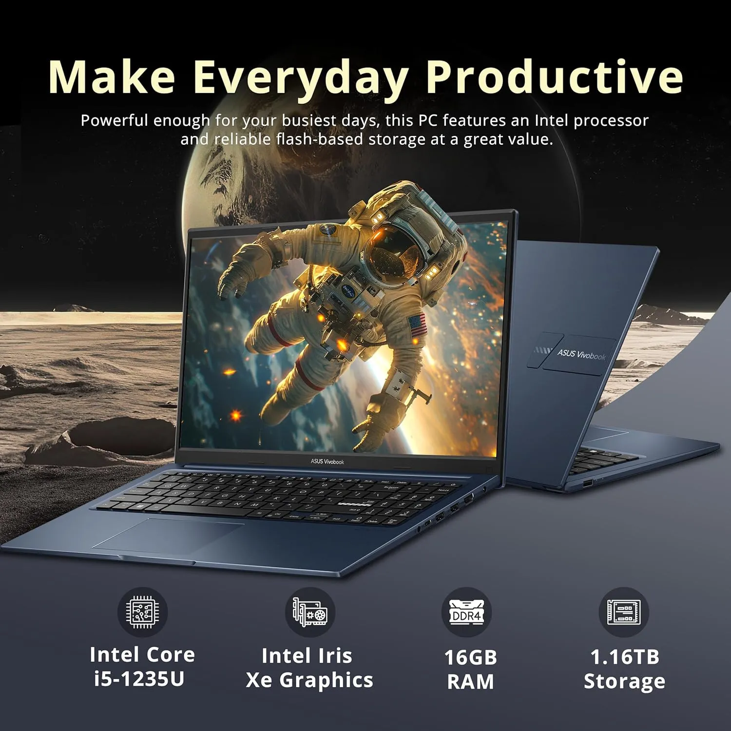 ASUS 2024 Vivobook Laptop, 15.6" FHD Display, Intel Core i5-1235U Processor(up to 4.4GHz, 10 cores), 16GB RAM, 1TB SSD, Intel UHD Graphics, Wi-Fi, Bluetooth, Windows 11 Pro