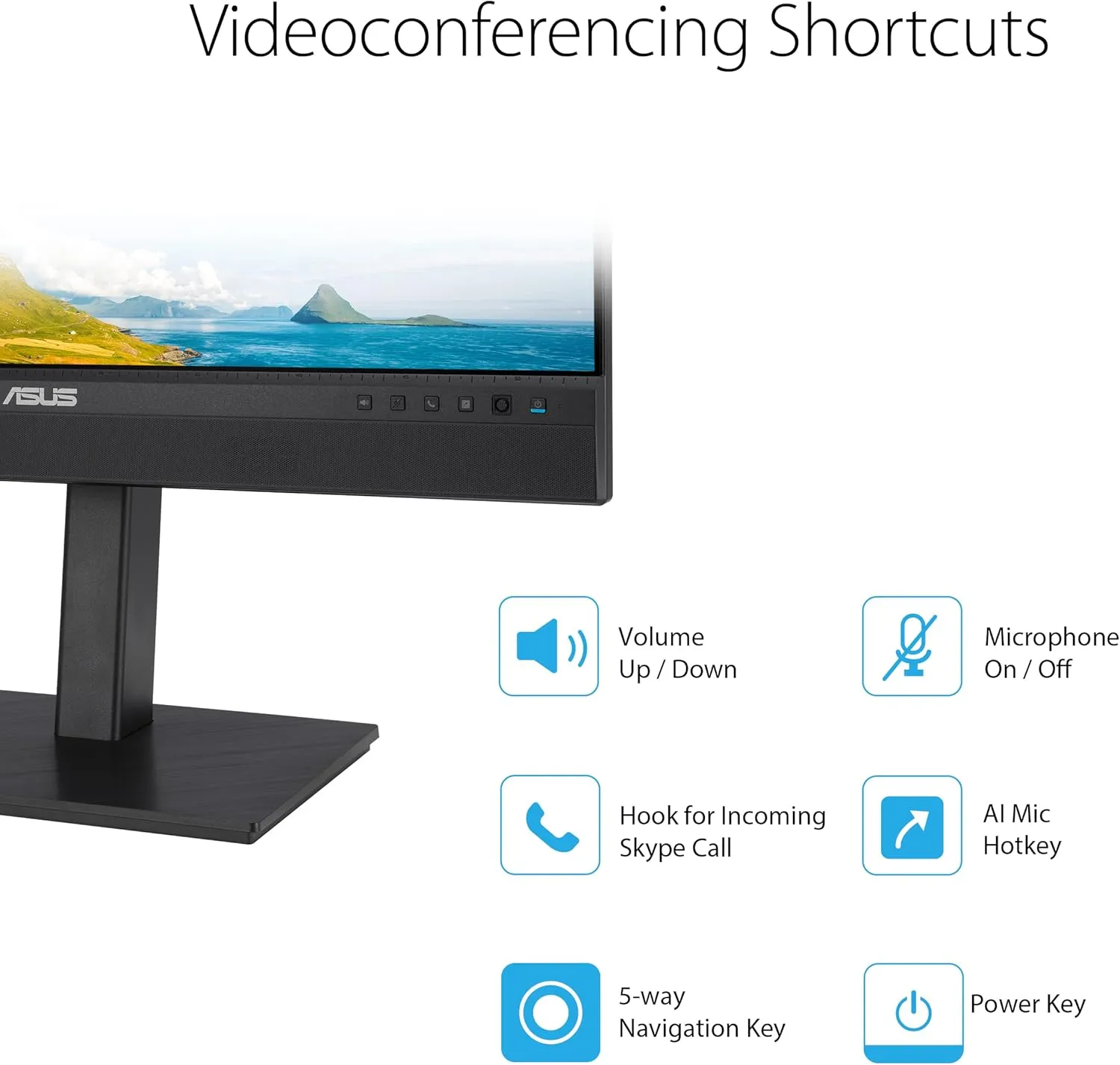 ASUS 23.8” 1080P Video Conferencing Monitor (BE24ECSNK) - Full HD, IPS, Built-in Adjustable 2MP Webcam, AI Noise-canceling Mic, Eye Care, USB-C Docking, RJ45, Height Adjustable, HDMI, Zoom Certified