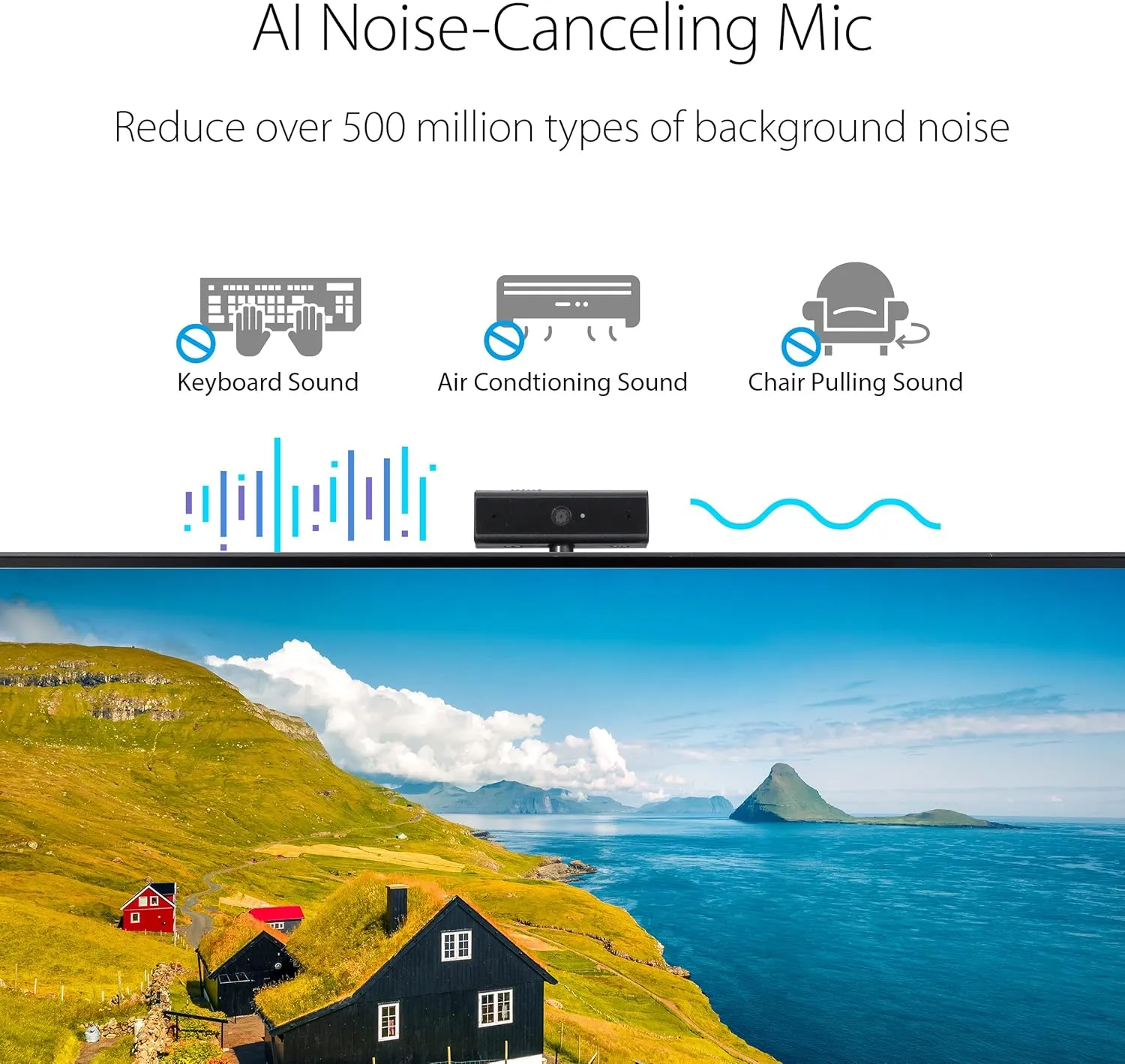 ASUS 23.8” 1080P Video Conferencing Monitor (BE24ECSNK) - Full HD, IPS, Built-in Adjustable 2MP Webcam, AI Noise-canceling Mic, Eye Care, USB-C Docking, RJ45, Height Adjustable, HDMI, Zoom Certified