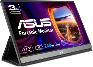 ASUS ROG Strix 17.3" 1080P Portable Gaming Monitor (XG17AHPE) - FHD, IPS, 240Hz, Adaptive-Sync, Built-in Battery, Smart Case, USB Type-C, Micro HDMI, For Laptop, PC, Phone, Console, 3-Year Warranty