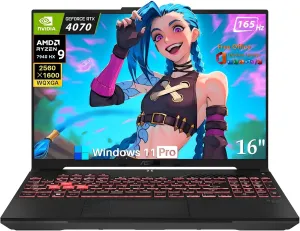 ASUS TUF A16 Gaming Laptop, 16" 2560 x 1600 165Hz Display, AMD Ryzen 9 7940HX(Beat i9-13900H), GeForce RTX 4070, 32 GB DDR5 RAM, 1 TB SSD, Wi-Fi 6, Backlit, Lifetime Microsoft Office, Windows 11 Pro