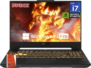 ASUS TUF F15 Gaming Laptop, NVIDIA RTX 4070, Intel 13th Core i7-13620H(Beat i9-12900), 15.6" 144Hz FHD IPS, 32 GB DDR5, 2 TB SSD, Wi-Fi 6, Win 11 Pro & Office Pro Lifetime, Gaming Mouse & 32GB UFD
