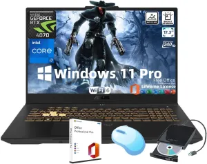 ASUS TUF F17 Gaming Laptop • 17.3'' WQHD 240Hz Display • NVIDIA GeForce RTX 4070 • Intel i7-13620H • Backlit KB • Win 11 Pro • w/Office Lifetime & External DVD Drive • Wi-Fi 6 • 64GB DDR5 • 4TB SSD