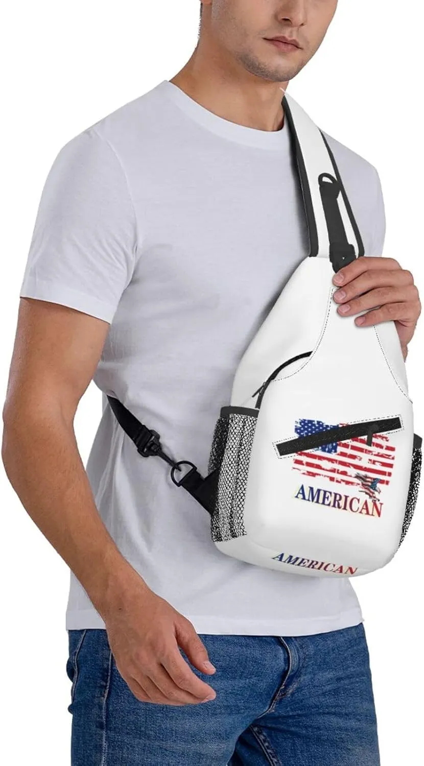 ASYG American Sling Bag American Crossbody Chest Daypack Casual Backpack Bag for America Flag Shoulder Bag
