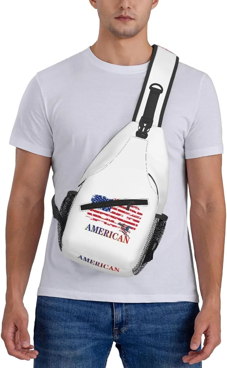 ASYG American Sling Bag American Crossbody Chest Daypack Casual Backpack Bag for America Flag Shoulder Bag
