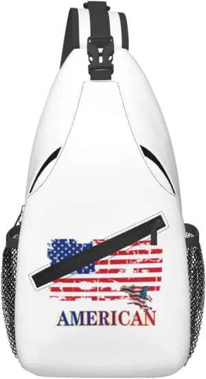 ASYG American Sling Bag American Crossbody Chest Daypack Casual Backpack Bag for America Flag Shoulder Bag