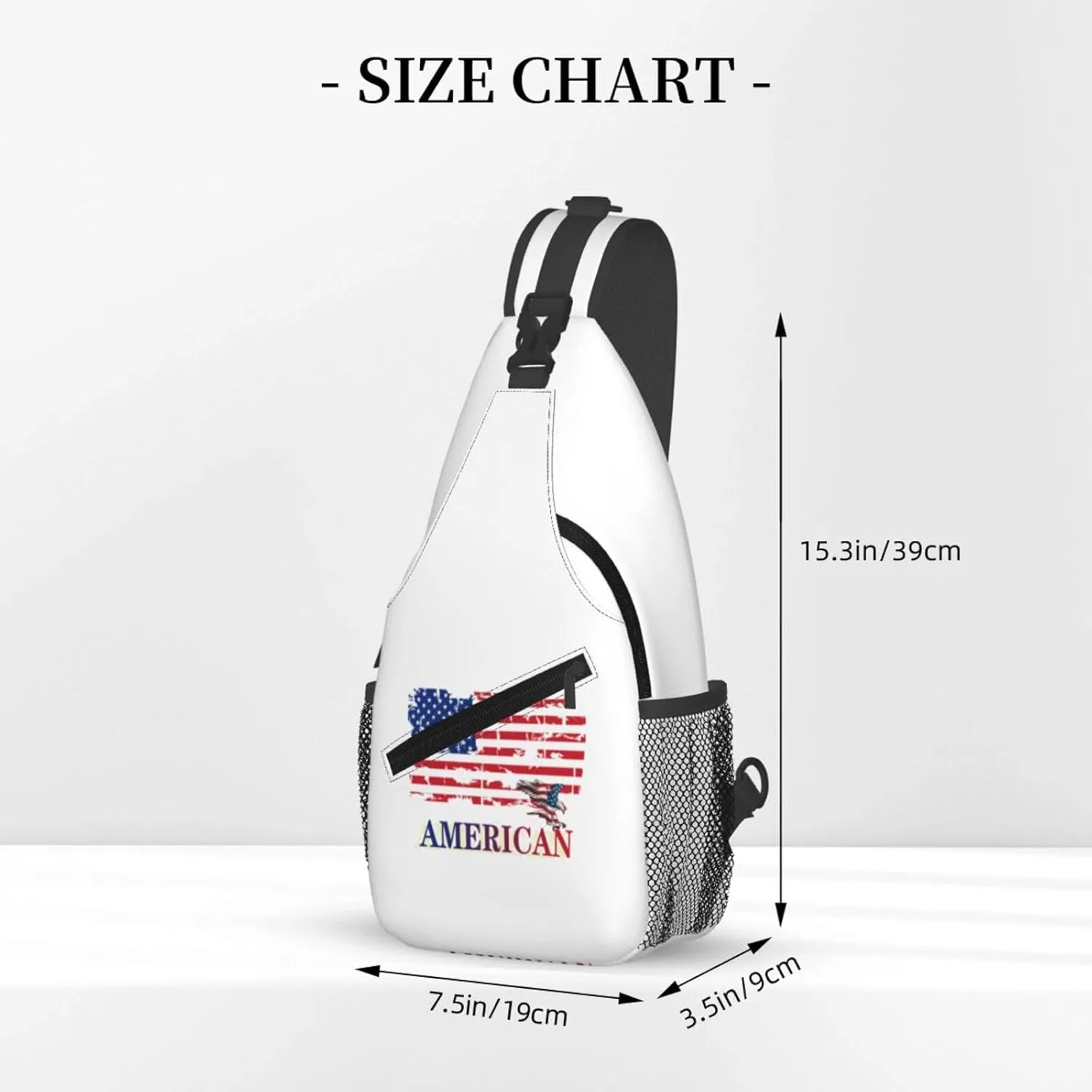 ASYG American Sling Bag American Crossbody Chest Daypack Casual Backpack Bag for America Flag Shoulder Bag