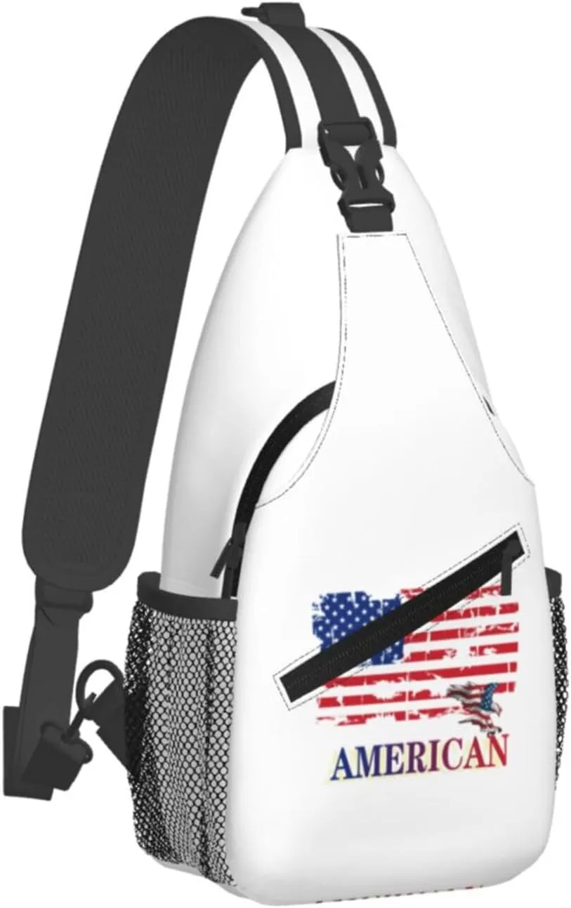 ASYG American Sling Bag American Crossbody Chest Daypack Casual Backpack Bag for America Flag Shoulder Bag