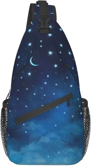 ASYG Galaxy Printed Sling Bag Star Crossbody Chest Daypack Casual Backpack Women Shoulder Bag For Travel Picnic
