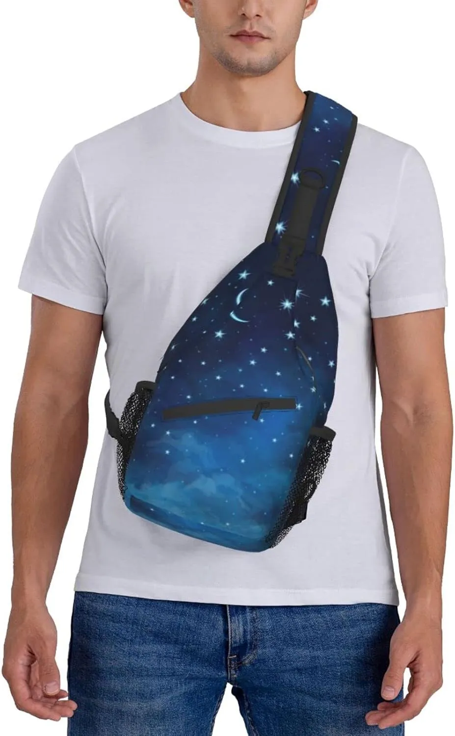 ASYG Galaxy Printed Sling Bag Star Crossbody Chest Daypack Casual Backpack Women Shoulder Bag For Travel Picnic