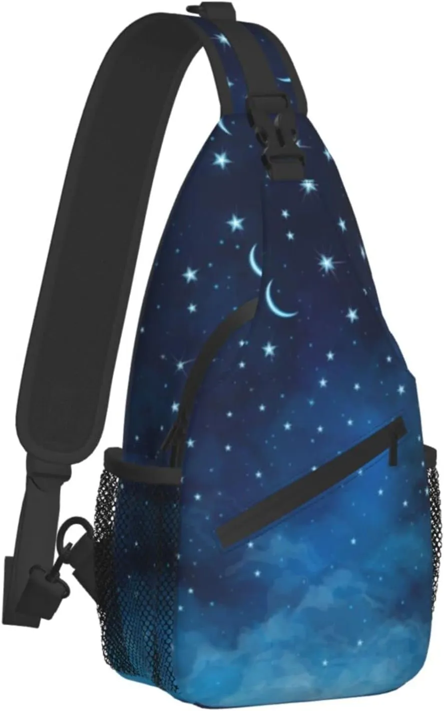 ASYG Galaxy Printed Sling Bag Star Crossbody Chest Daypack Casual Backpack Women Shoulder Bag For Travel Picnic