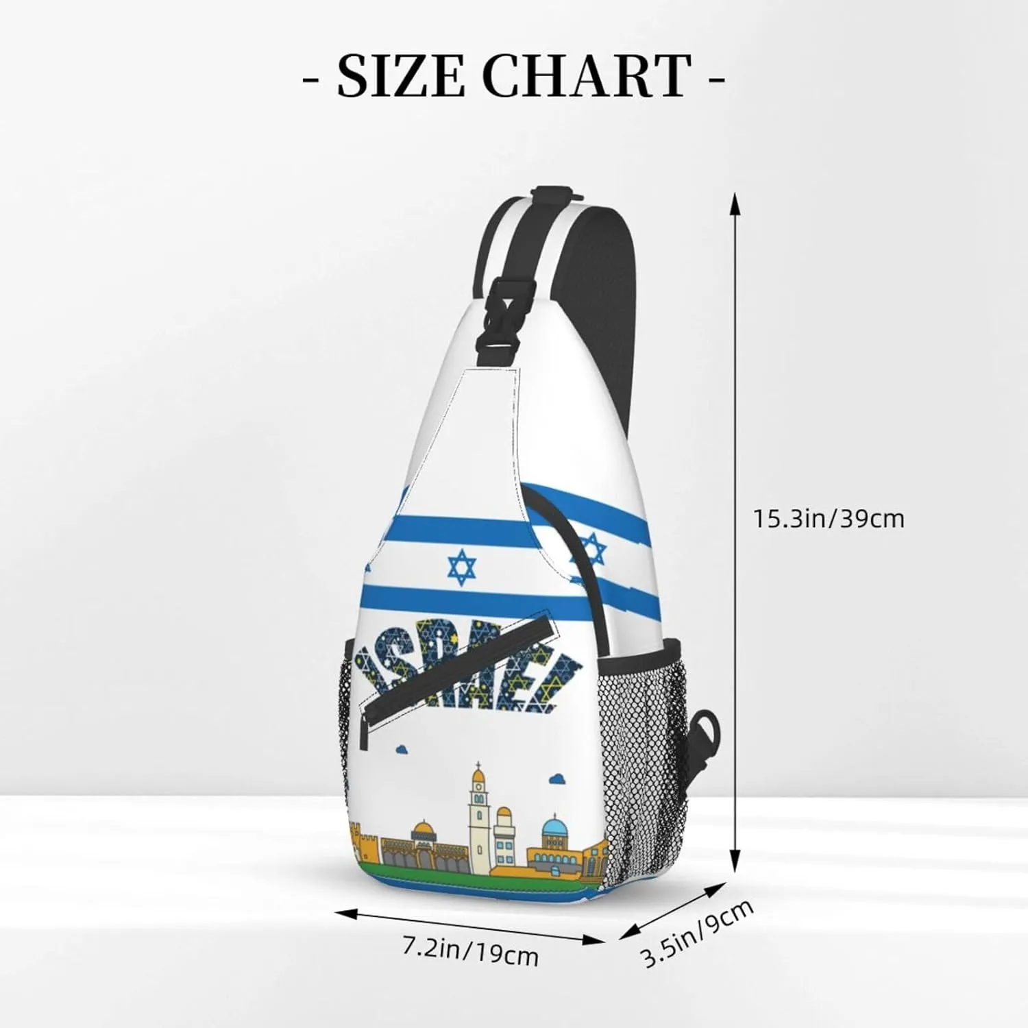 ASYG Israel Sling Bag Israel Crossbody Chest Daypack Casual Backpack Israel Shoulder Bag Israel Flag Bag