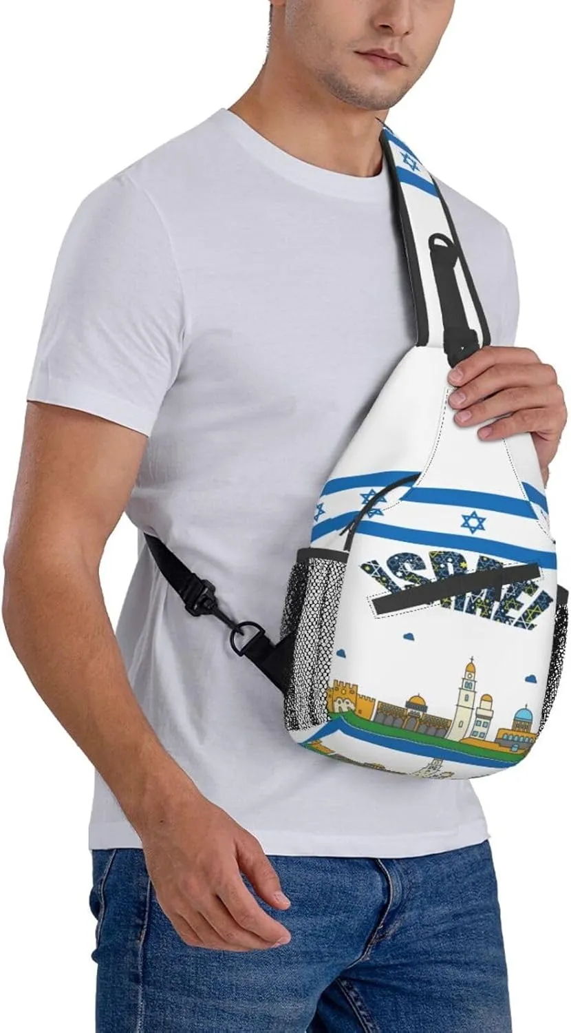 ASYG Israel Sling Bag Israel Crossbody Chest Daypack Casual Backpack Israel Shoulder Bag Israel Flag Bag