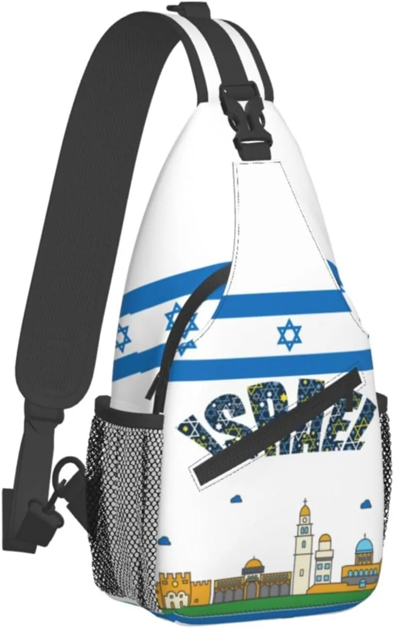 ASYG Israel Sling Bag Israel Crossbody Chest Daypack Casual Backpack Israel Shoulder Bag Israel Flag Bag