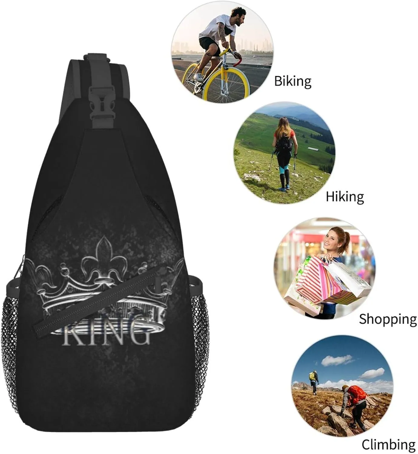 ASYG King Sling Bag Men Shoulder Bag Mens Bag Crossbody Chest Daypack Casual Backpack Bag for Men
