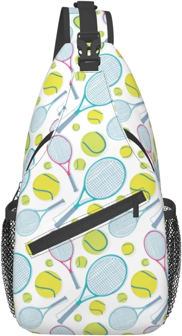 ASYG Tennis Sling Bag Sport Crossbody Chest Daypack Casual Backpack Tennis Shoulder Bag For Travel Picnic