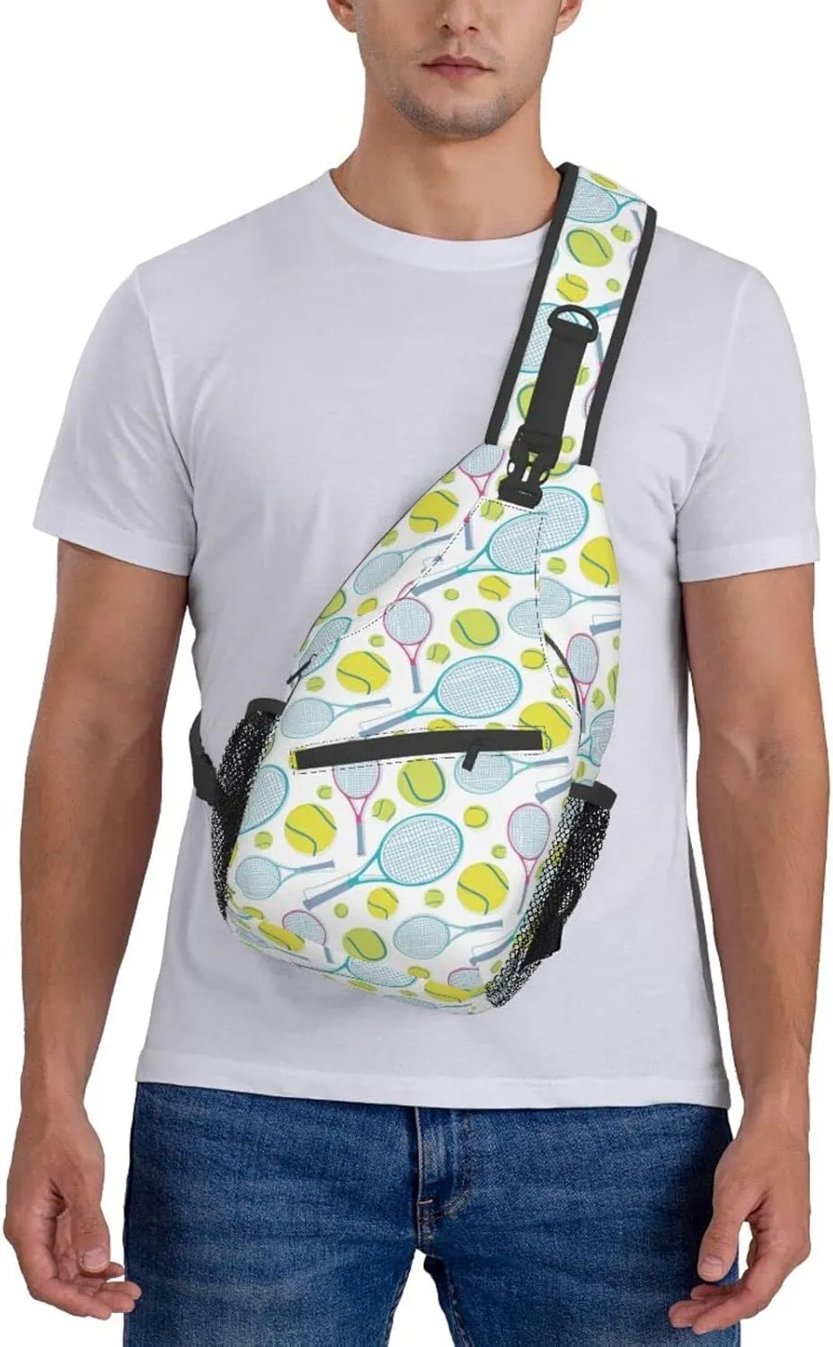 ASYG Tennis Sling Bag Sport Crossbody Chest Daypack Casual Backpack Tennis Shoulder Bag For Travel Picnic