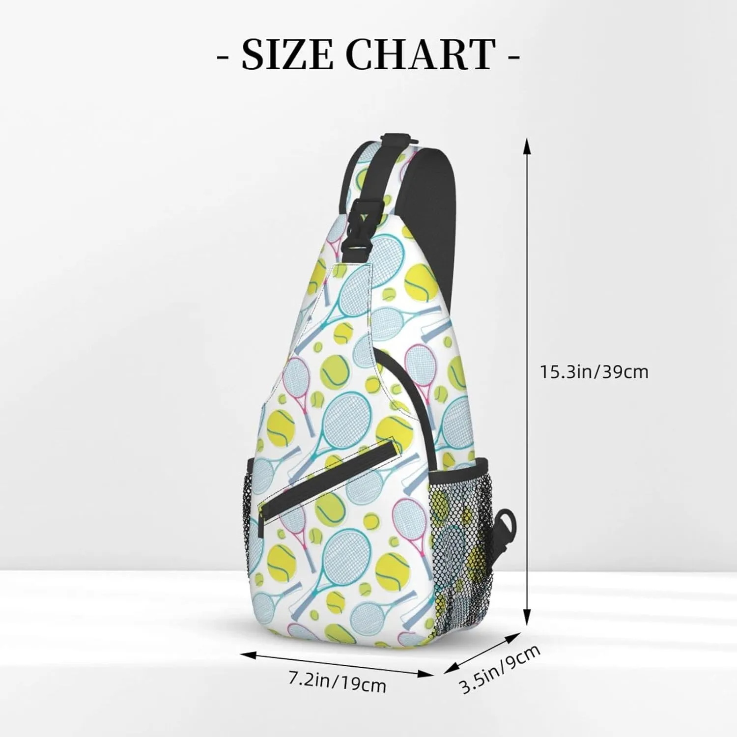 ASYG Tennis Sling Bag Sport Crossbody Chest Daypack Casual Backpack Tennis Shoulder Bag For Travel Picnic