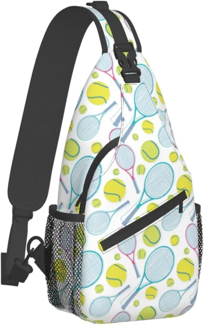 ASYG Tennis Sling Bag Sport Crossbody Chest Daypack Casual Backpack Tennis Shoulder Bag For Travel Picnic
