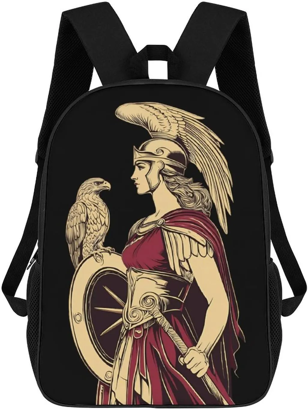 Athena Goddess of Wisdom Printed 17 Inch Daypack Unisex Travel Laptop Backpack Large Capacity Shoulder Backpacks
