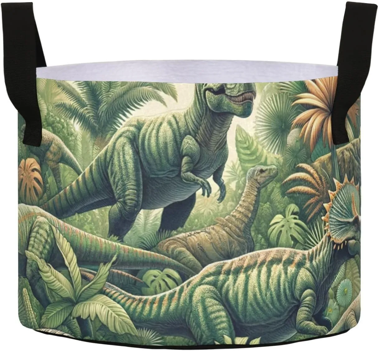 Augenstern Planters Pot with Handles Jurassic-Dinosaur-Lover Plant Grow Bag Movable Raised Garden Bed