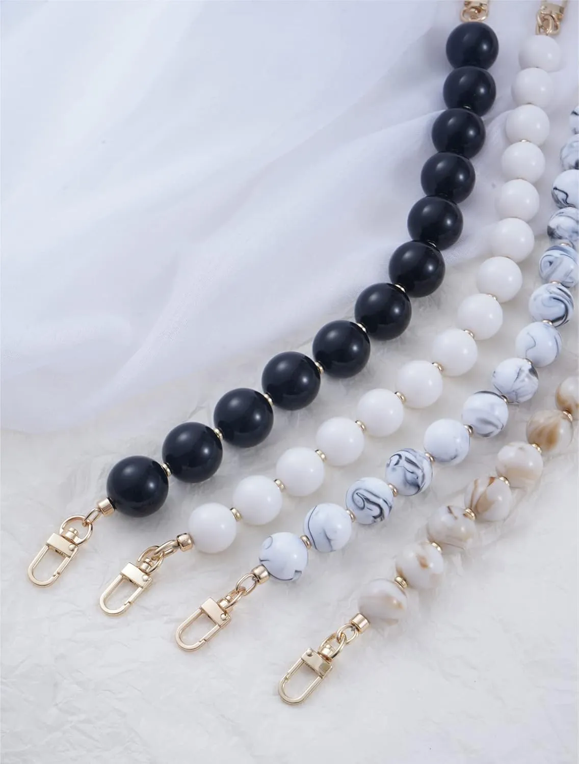 AUMEY Handbag Chain Straps Acrylic Purse Chain Strap Fashionable Replacement Purse Clutches Handles for Purse Handbags DIY Crafts, 15.7 inch of Each (YZL01-White)