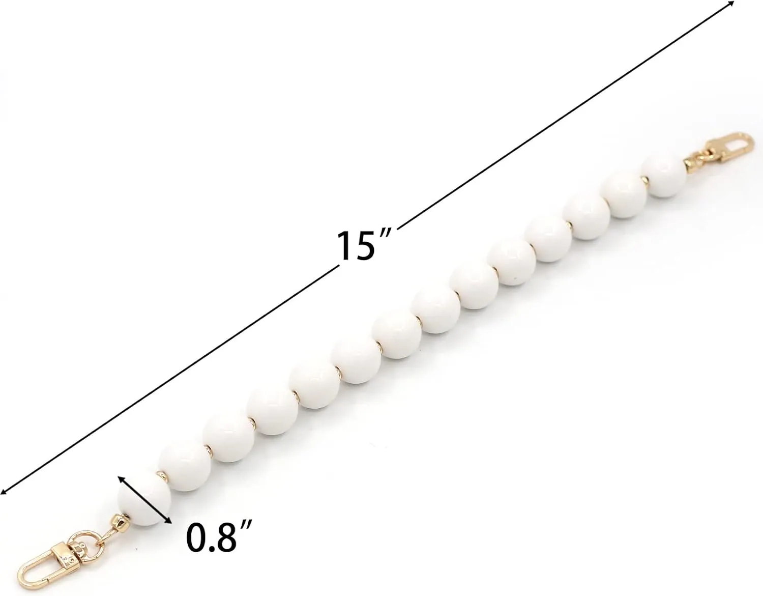 AUMEY Handbag Chain Straps Acrylic Purse Chain Strap Fashionable Replacement Purse Clutches Handles for Purse Handbags DIY Crafts, 15.7 inch of Each (YZL01-White)
