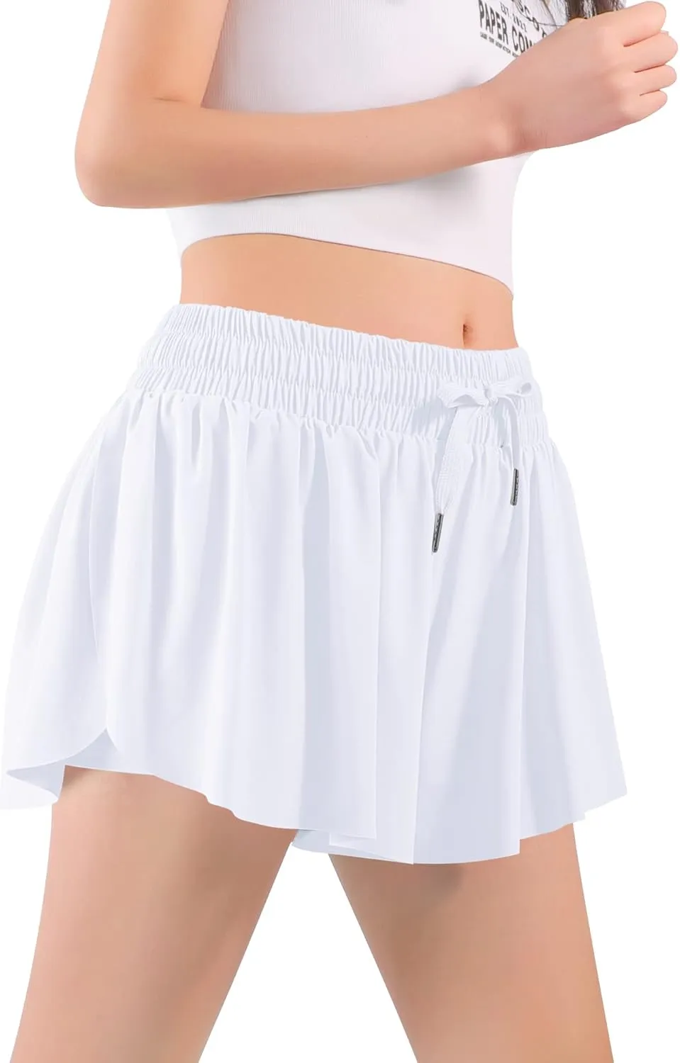 Auranso Girls Butterfly Shorts,Flowy Shorts with Pocket 2-in-1 Athletic Running Gym Preppy Clothes