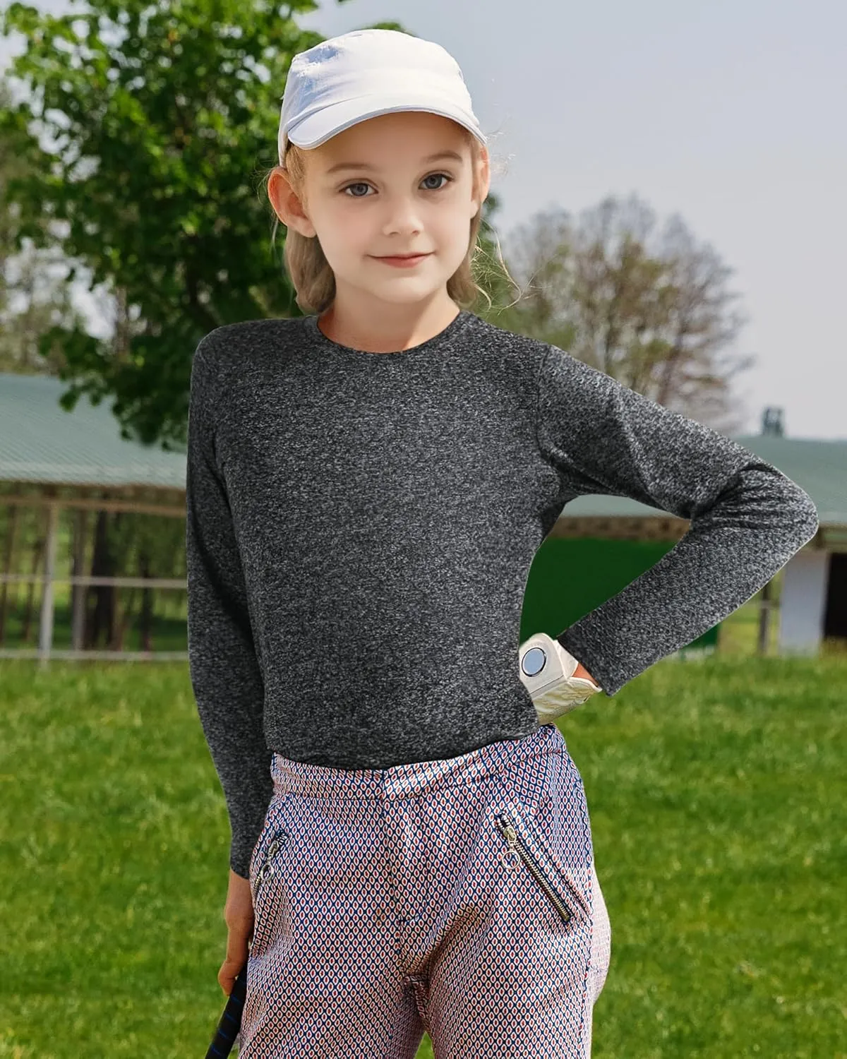 Auranso Girls Long Sleeve Shirts 3 Pack Quick Dry Athletic Tops Active Shirts for Girls