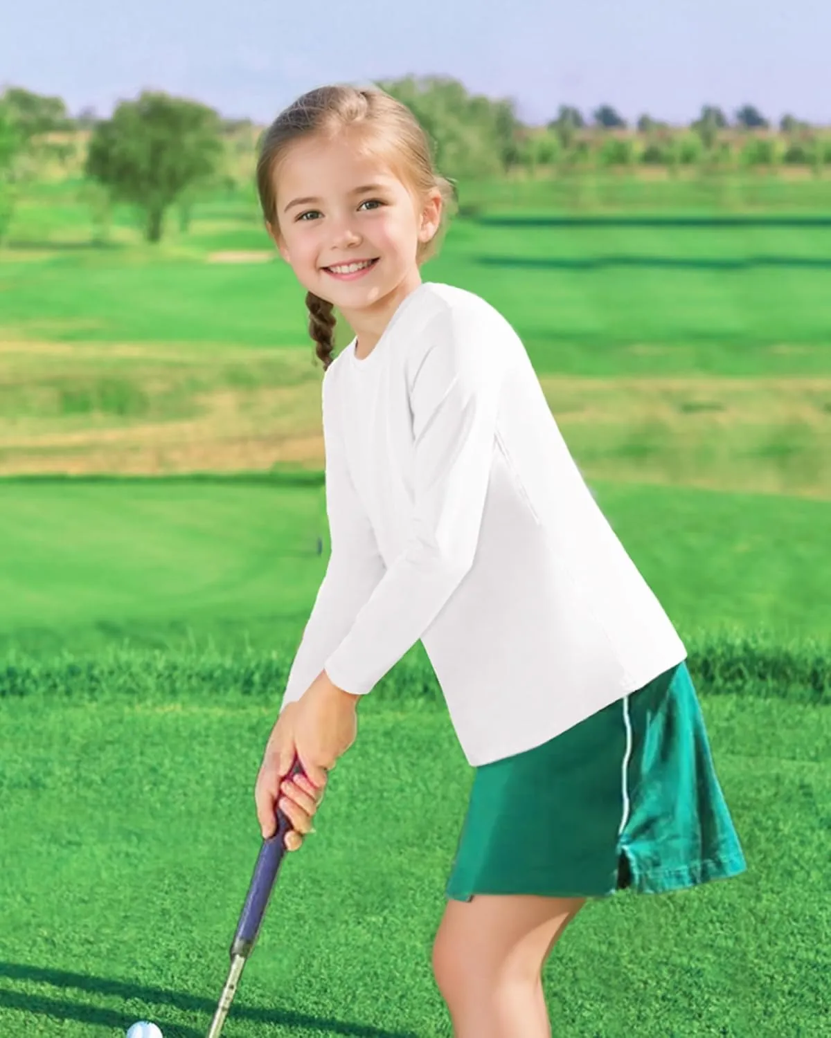Auranso Girls Long Sleeve Shirts 3 Pack Quick Dry Athletic Tops Active Shirts for Girls