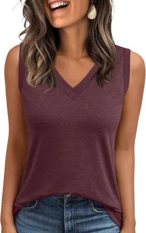 AUTOMET Tank Top Women Summer 2025 Casual Spring V Neck Sleeveless Tee Shirt Basic Trendy Beach Vacation Outfits Clothes