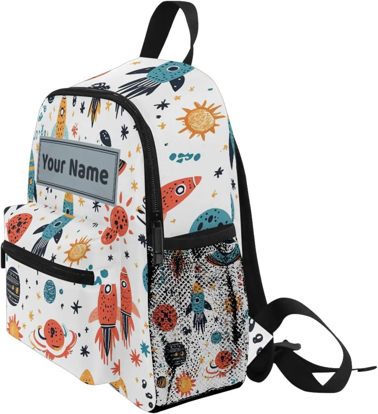 AUUXVA Custom Universe Space Kids Backpack for Girls Boys, Rocket Planets Toddler Casual Daypack Backpacks, Personalized with Kid's Name Preschool School Bag, Children Travel Bookbag with Chest Strap