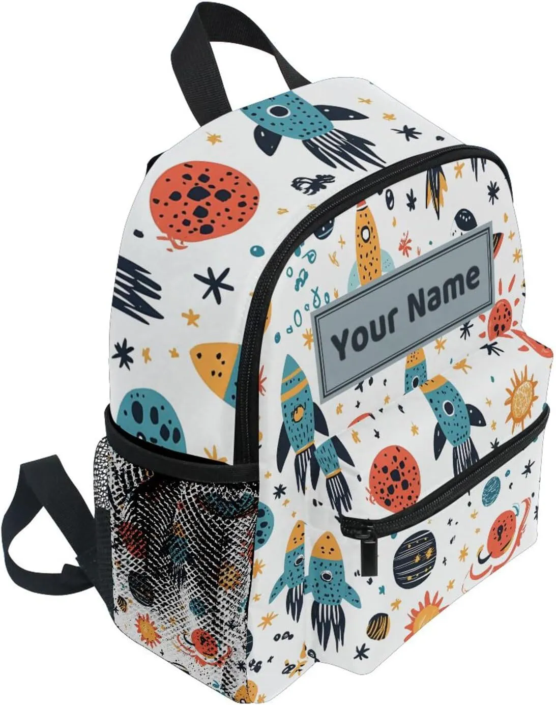 AUUXVA Custom Universe Space Kids Backpack for Girls Boys, Rocket Planets Toddler Casual Daypack Backpacks, Personalized with Kid's Name Preschool School Bag, Children Travel Bookbag with Chest Strap