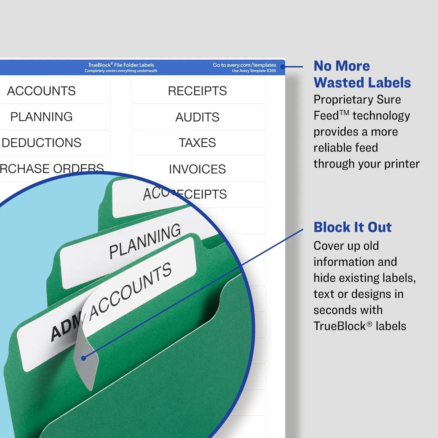 Avery TrueBlock File Folder Labels, 2/3" x 3-7/16", 750 Printable Labels, Assorted Colors, Permanent (5266)