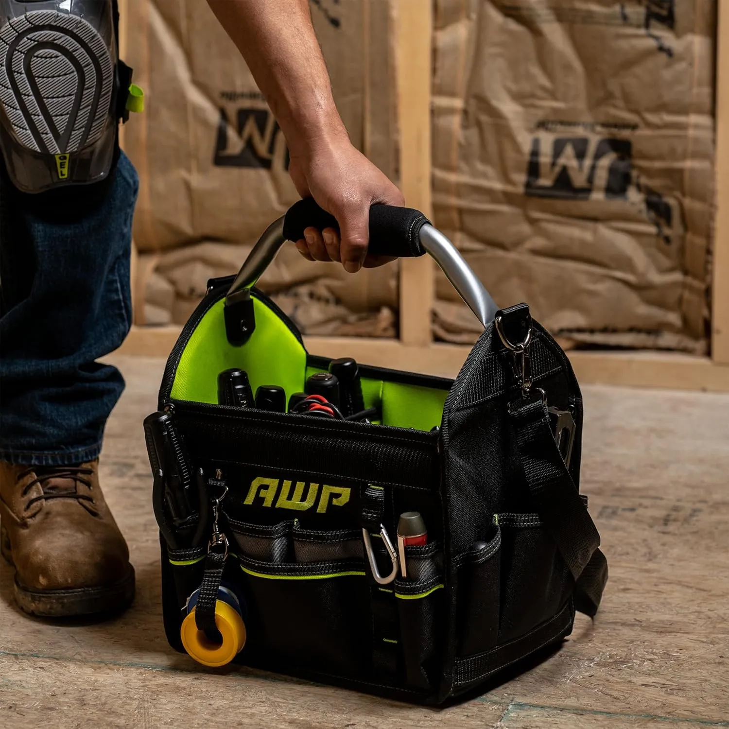 AWP Tool Bags, Premium Tool Bag, Black, Durable Tool Tote, for Professionals and Contractors