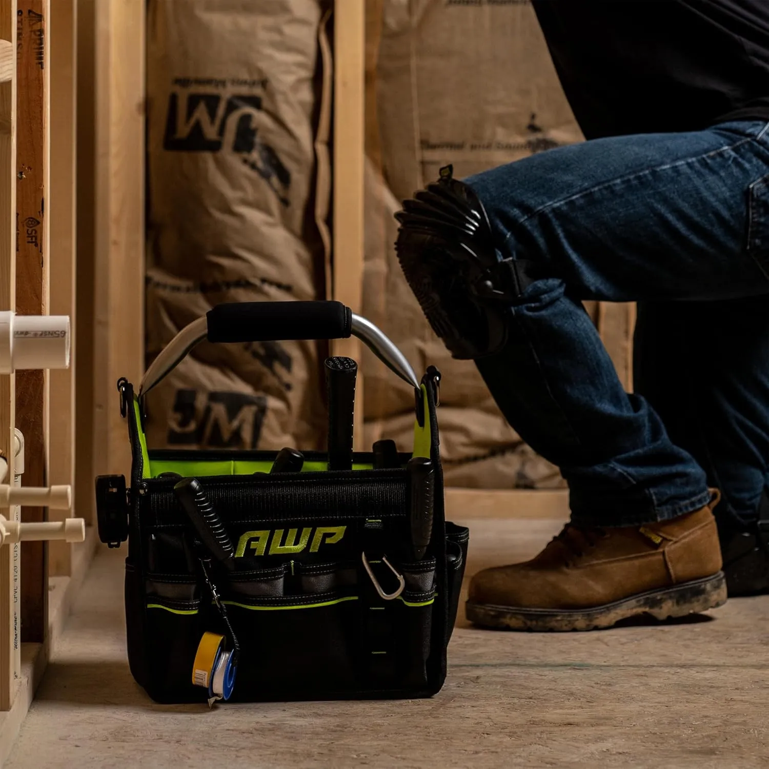 AWP Tool Bags, Premium Tool Bag, Black, Durable Tool Tote, for Professionals and Contractors