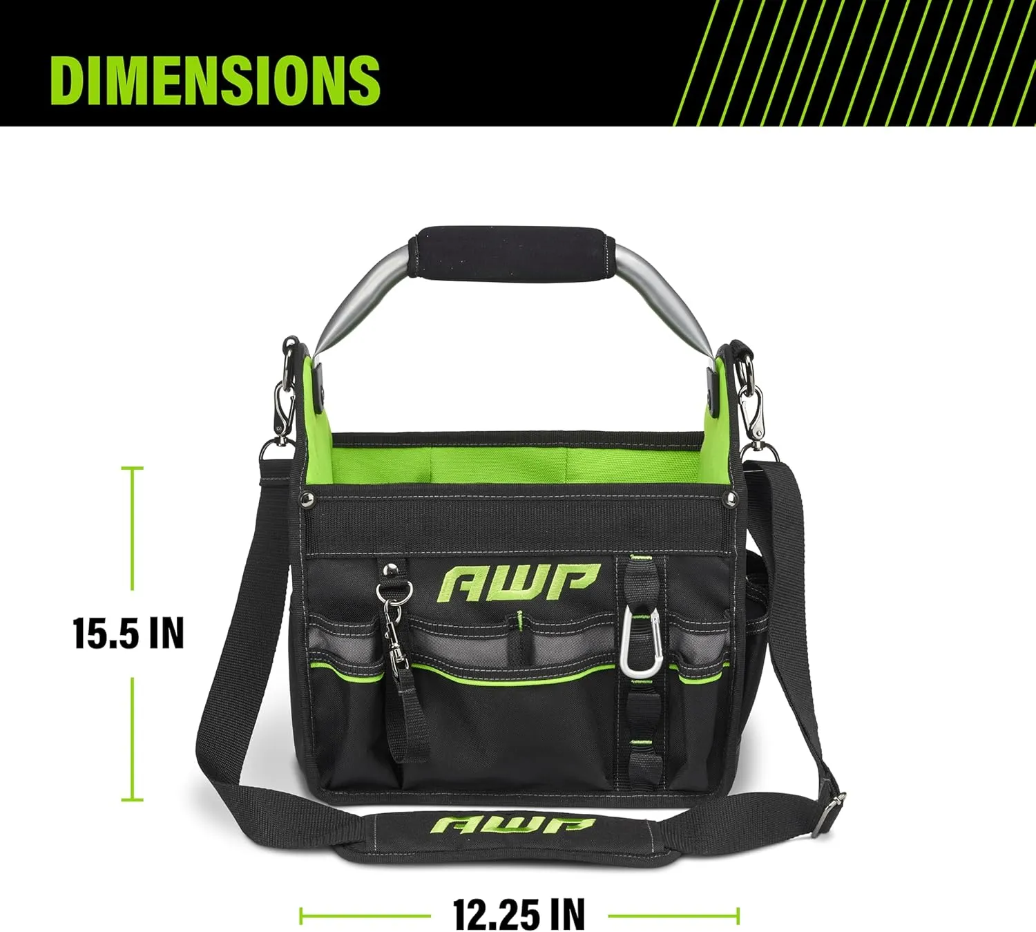 AWP Tool Bags, Premium Tool Bag, Black, Durable Tool Tote, for Professionals and Contractors