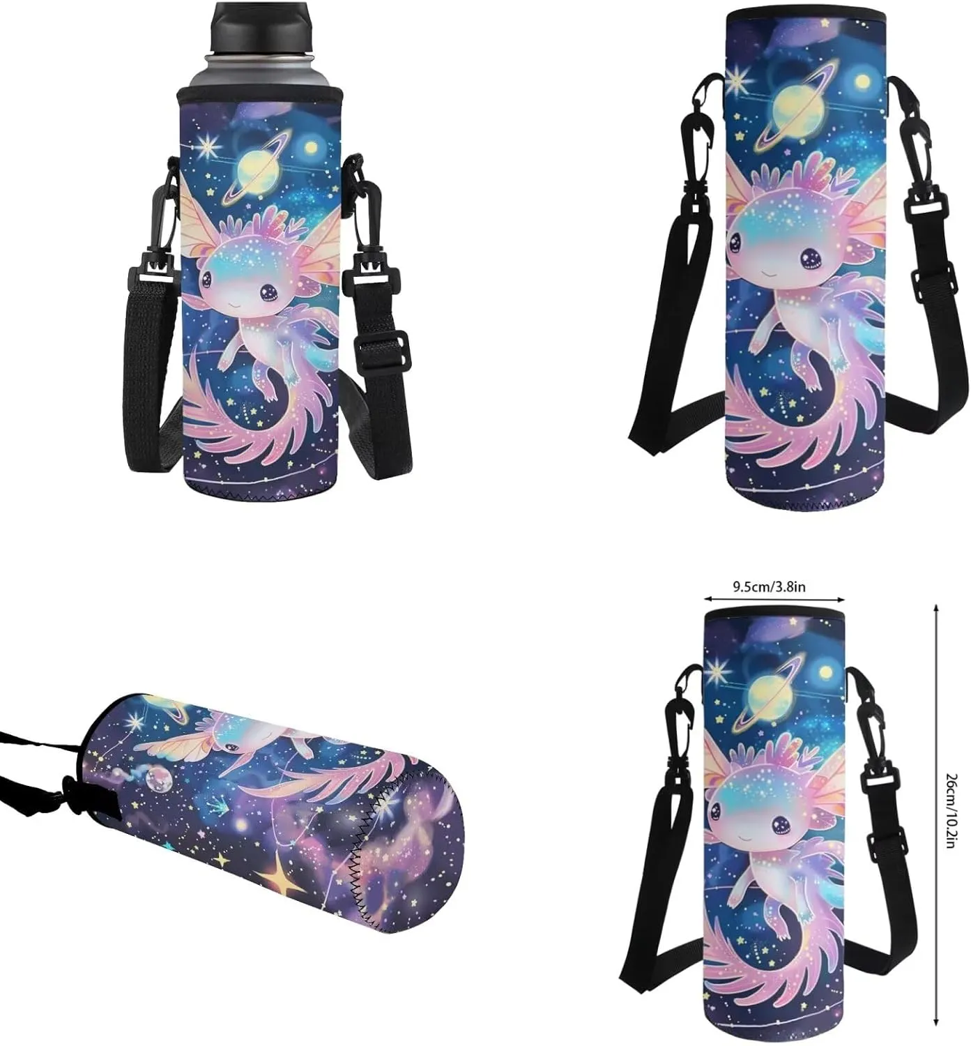 Axolotl Backpack for Girls 8-10 with Lunch Box 17 Inch School Bag and Lunch Bag Set Solar System Planet Bookbag/Lunchbox/Pencil Case/Water Bottle Holder Back to Elementary School