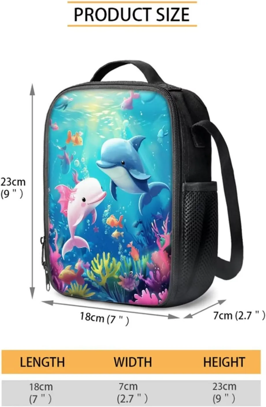 Axolotl Dolphin Backpack with Lunch Box Cute Backpacks Back to School for Girls 8 to 12 Kids Lunchbox Pencil Case 17 Inch School Bag and Lunch Bag for Girls Primary Middle School