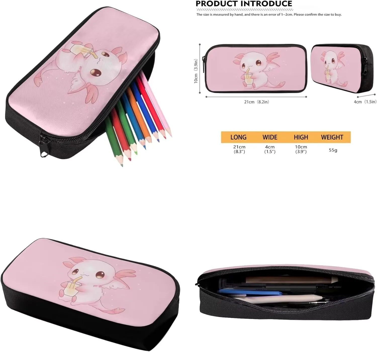 Axolotl Preschool Backpack and Lunch Box Set with School Pencil Case Lightweight Elementary Bookbag for Students Gift for Birthdays,Thanksgiving Day,Christmas,New Year