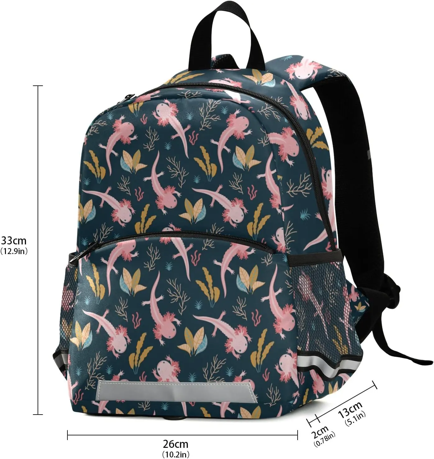 Axolotl Preschool Backpacks,Kid's Casual Travel Bookbag with Leash,Cute Toddler Backpacks for Boys and Girls