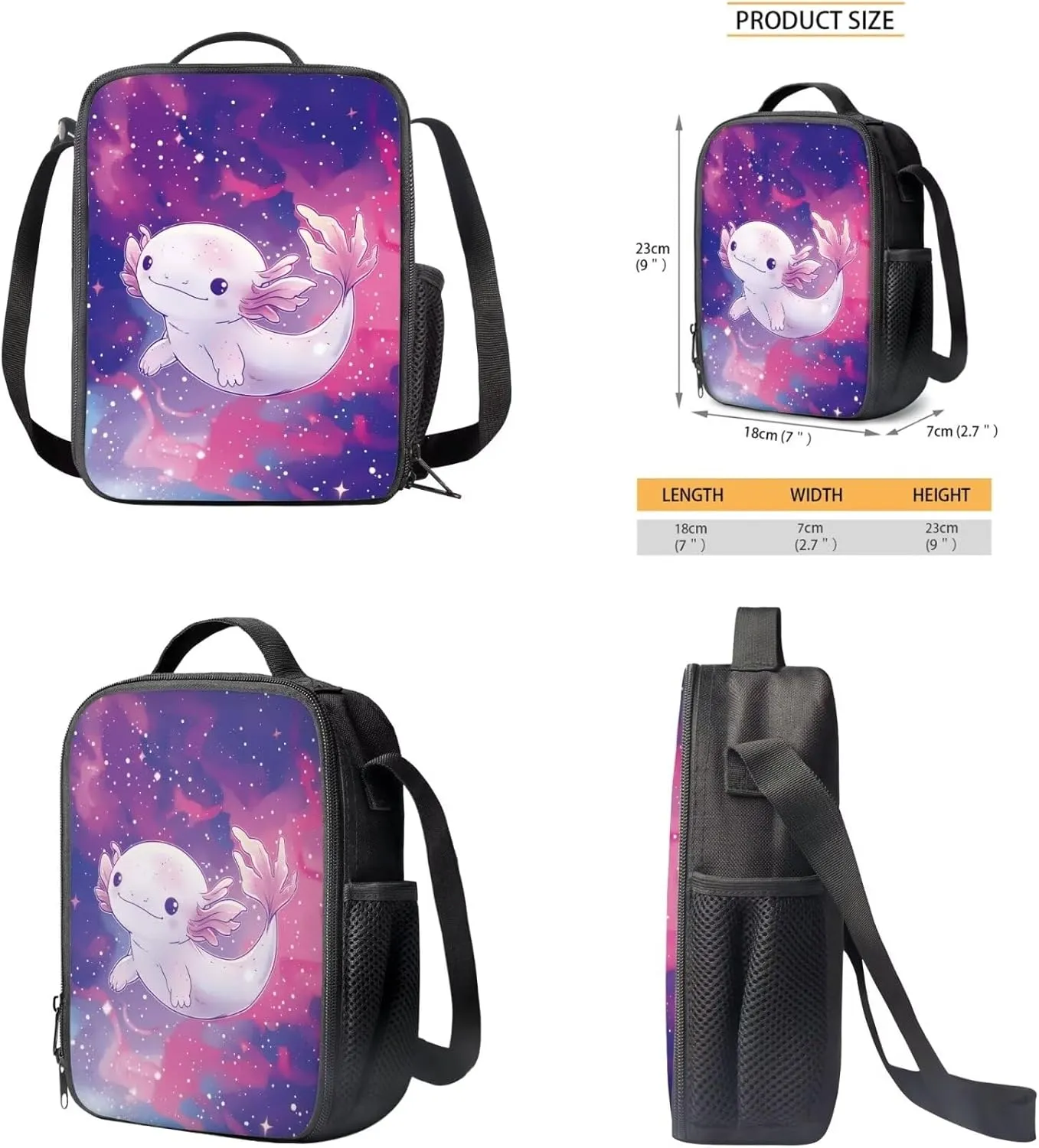 Axolotl Toddler Backpack and Lunch Box Set Boys 2-4 School Bags for Teens Girls Back to School Bag for Girls 8-10 Fits Notebooks,Pens,Water Bottles,Phone,Homework,Tablets