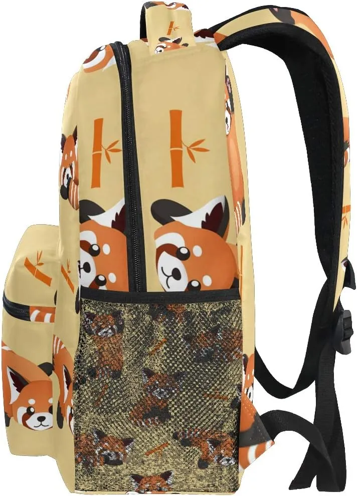Backpack Cute Red Panda Raccoon Adults School Bag Casual College Bag Travel Zipper Bookbag Hiking Shoulder Daypack for Women Men