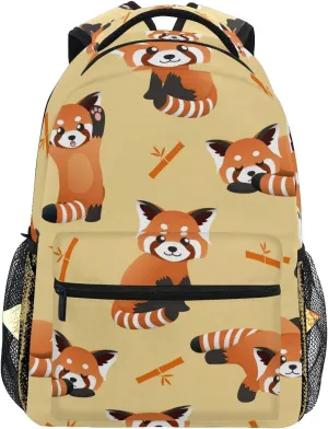 Backpack Cute Red Panda Raccoon Adults School Bag Casual College Bag Travel Zipper Bookbag Hiking Shoulder Daypack for Women Men