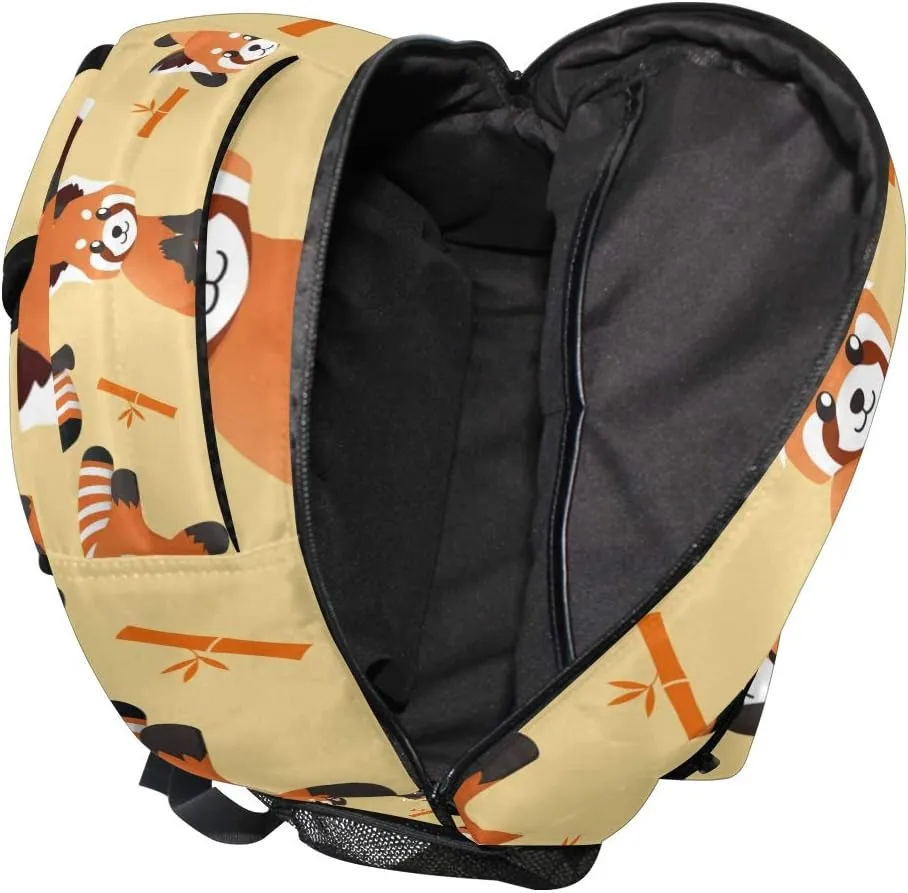 Backpack Cute Red Panda Raccoon Adults School Bag Casual College Bag Travel Zipper Bookbag Hiking Shoulder Daypack for Women Men
