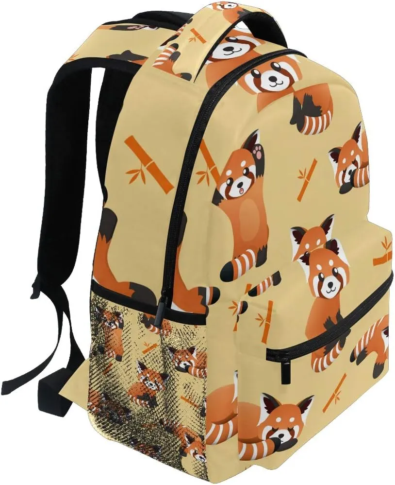 Backpack Cute Red Panda Raccoon Adults School Bag Casual College Bag Travel Zipper Bookbag Hiking Shoulder Daypack for Women Men