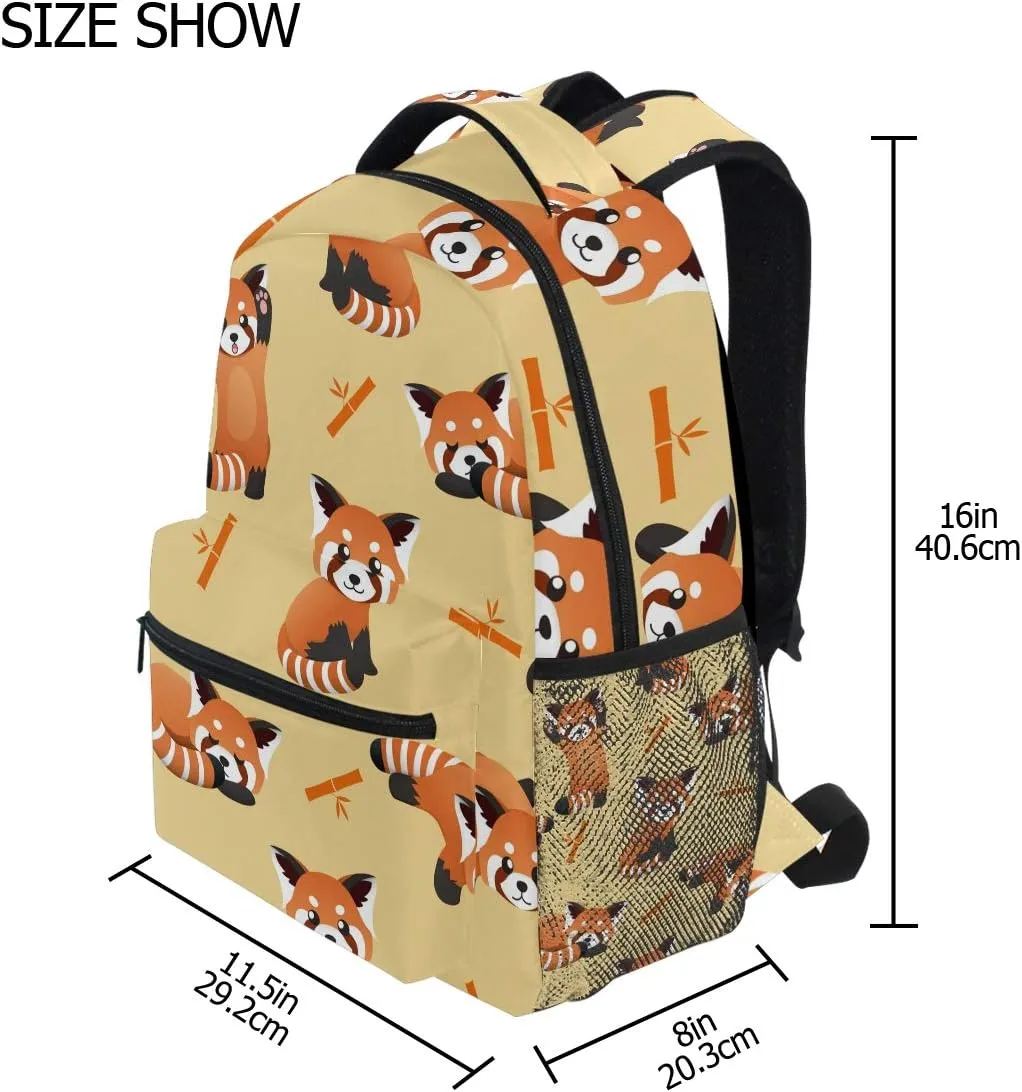 Backpack Cute Red Panda Raccoon Adults School Bag Casual College Bag Travel Zipper Bookbag Hiking Shoulder Daypack for Women Men