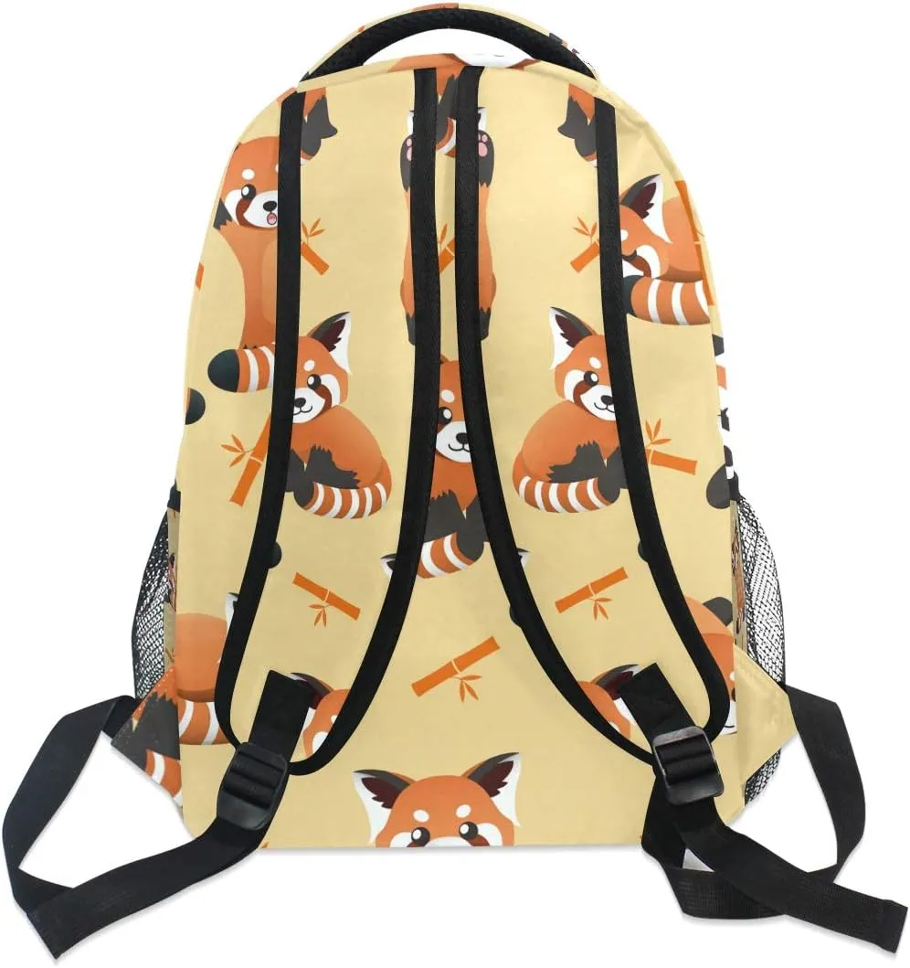 Backpack Cute Red Panda Raccoon Adults School Bag Casual College Bag Travel Zipper Bookbag Hiking Shoulder Daypack for Women Men