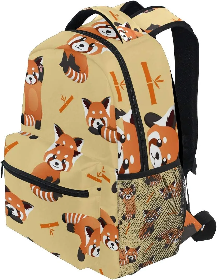 Backpack Cute Red Panda Raccoon Adults School Bag Casual College Bag Travel Zipper Bookbag Hiking Shoulder Daypack for Women Men